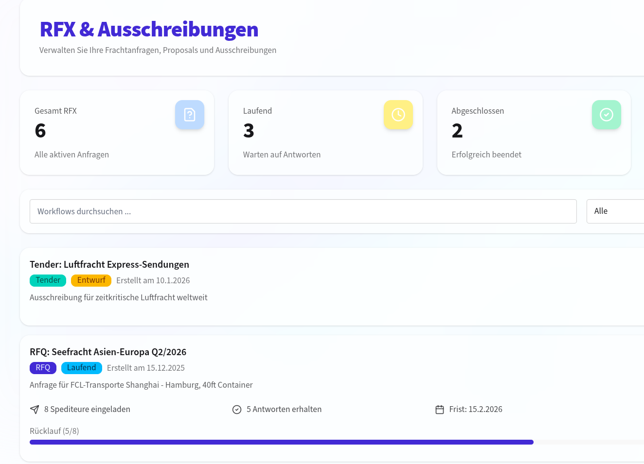 RFx Dashboard Übersicht
