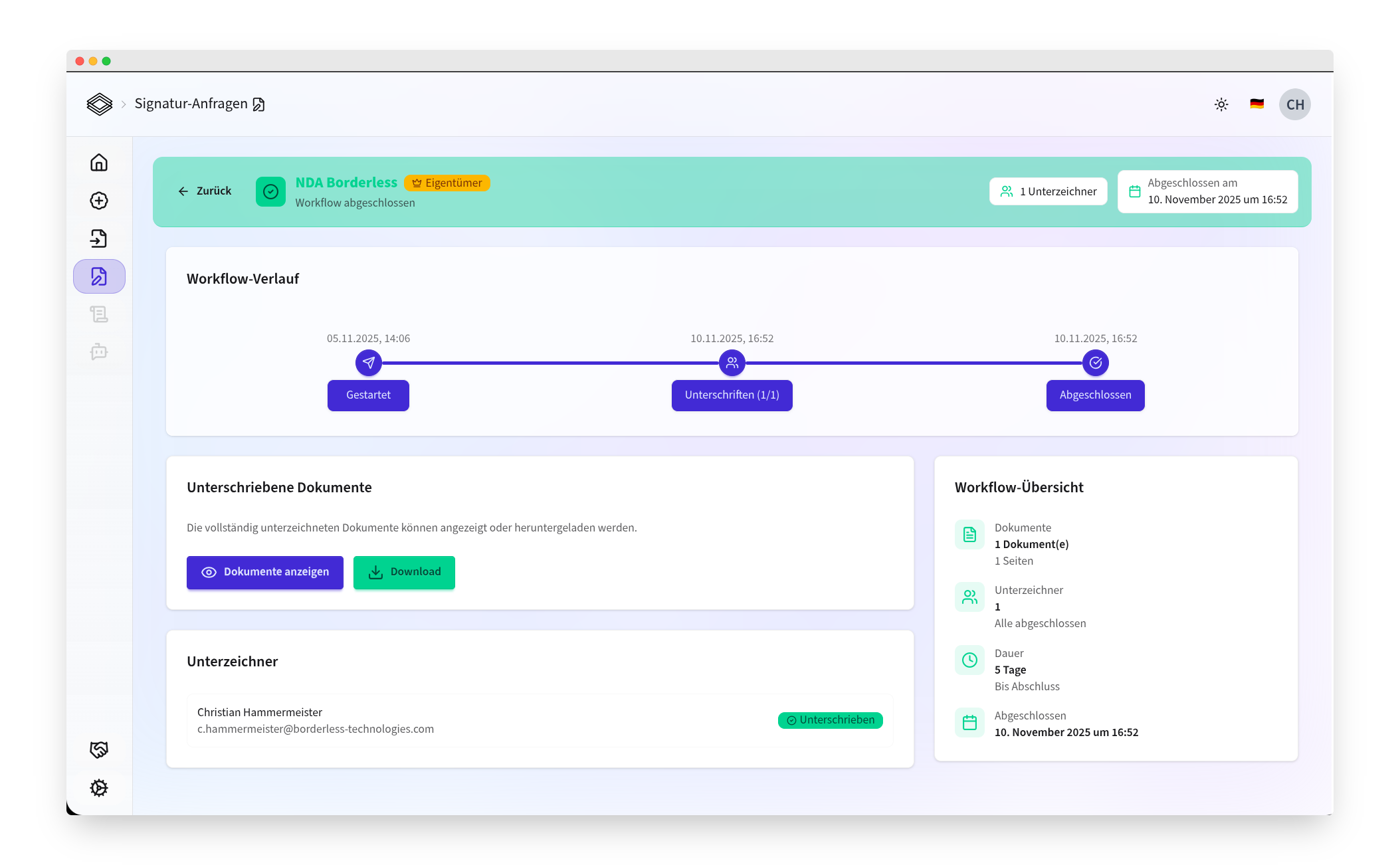 E-Signatur Interface